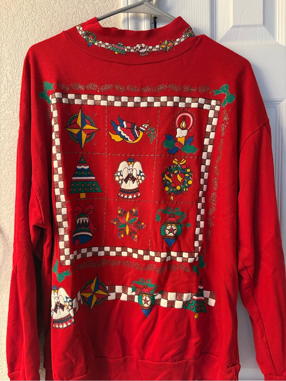 Red Holiday Graphic womens Sweater - Festive Crewneck